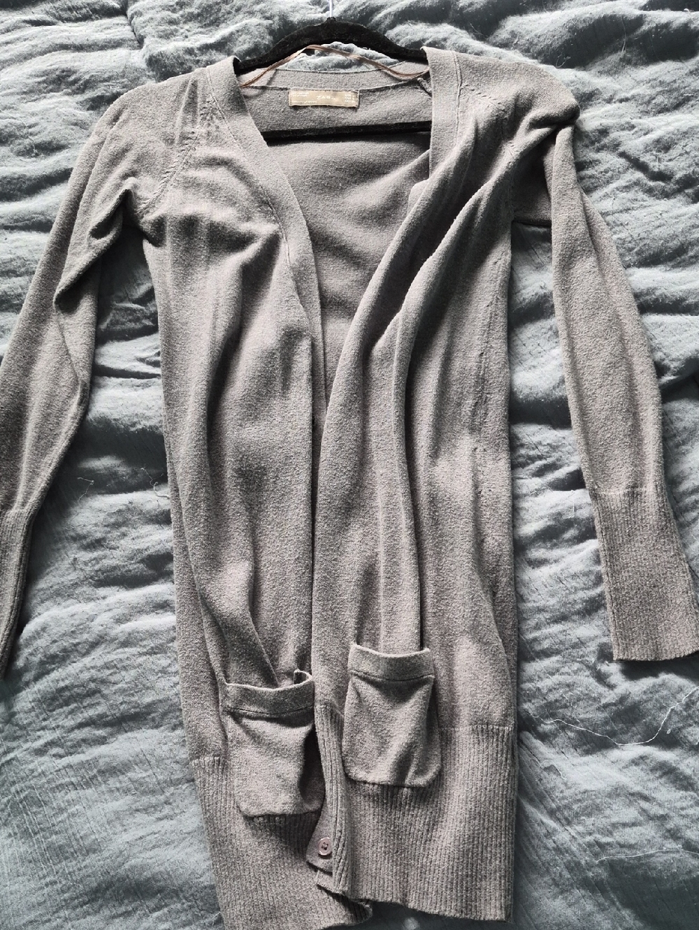 Zara Light Gray Open Front Long Cardigan